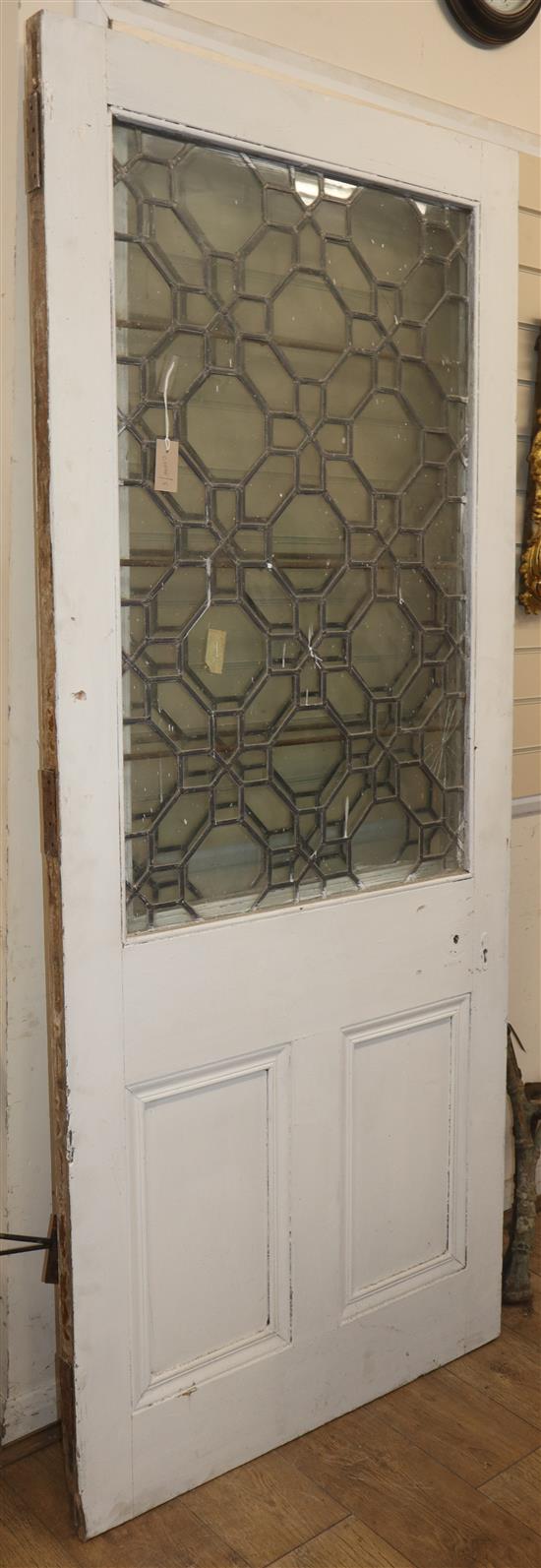 A pair of late 19th/early 20th century leaded glazed doors H.211cm